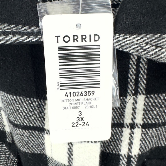 Torrid Cotton Brushed Midi Shacket Womens 3X Plaid Jacket Coat Button Down NWT - Picture 7 of 14